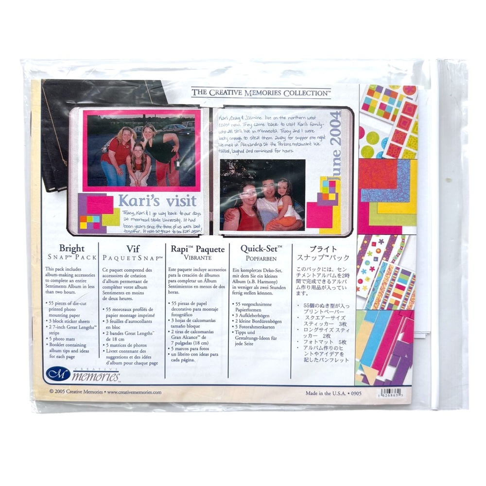 BRIGHT Creative Memories Snap Pack Album Kit 7x7 Scrapbooking Paper Stickers Kit